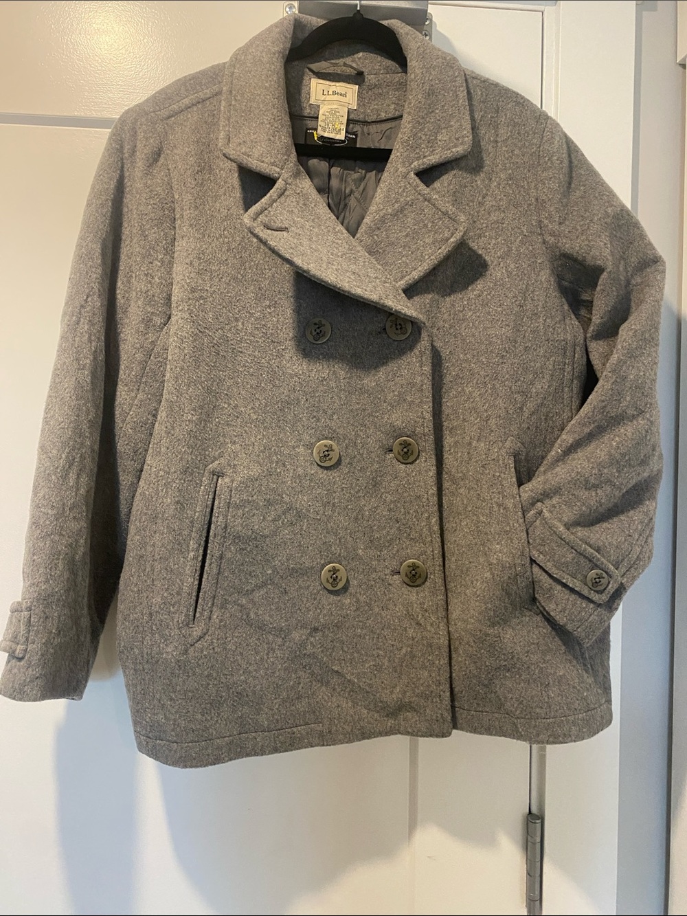 L.L. Bean Women’s Heather Gray Wool Peacoat